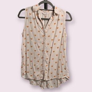 Beachlunchlounge White and Orange Heart Blouse XS